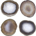 Natural Agate Coasters for Drinks, Geode Stone Coaster Slices Set of 4 Gemstone Drinkware Bar Glass Coasters for Coffee Table, 3.5-4" Agate Decor for Home Housewarming Gift Birthday