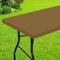 Smiry Rectangle Picnic Table Cloth, Waterproof Elastic Fitted Tablecloths for 4 Foot Tables, Washable Polyester Table Cover for Camping, Indoor and Outdoor (Brown, 24"x48")