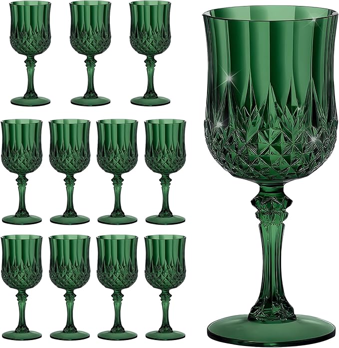 7OZ Plastic Wine Glasses, Reusable Vintage Goblets Unbreakable Drinking Glasses by Unknown