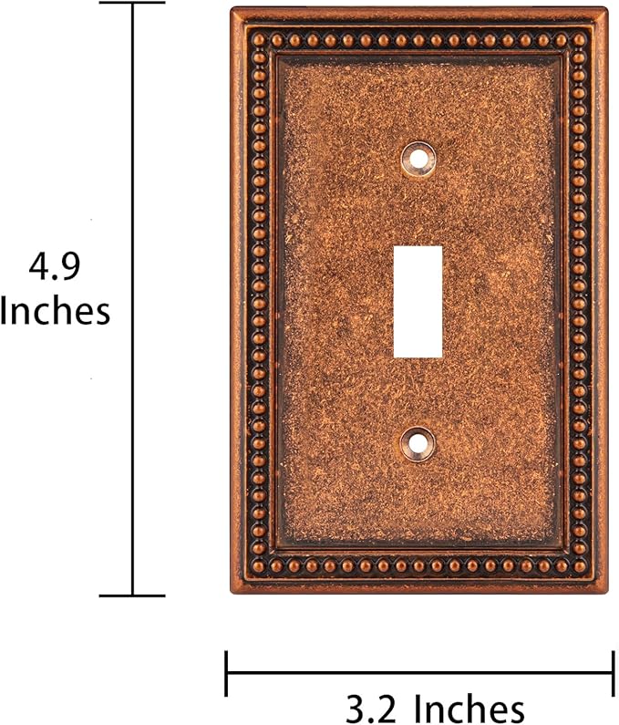 Henne Bery Raised Pearls Decorative Wall Plate Switch Plate Outlet Cover (Single Toggle 2PK, Sponged Copper)