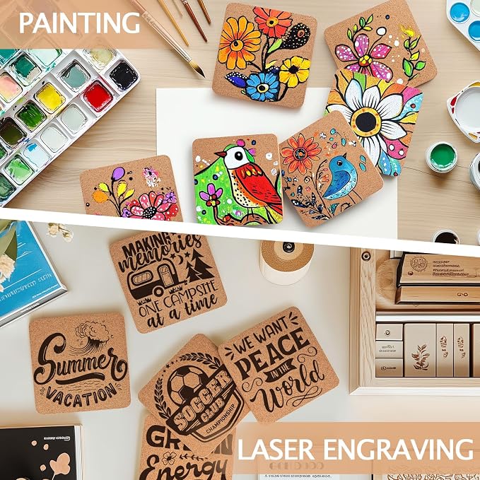100 PCS Cork Coasters for Laser Engraving, Thick Absorbent Blank Coasters | 4 - Image 5