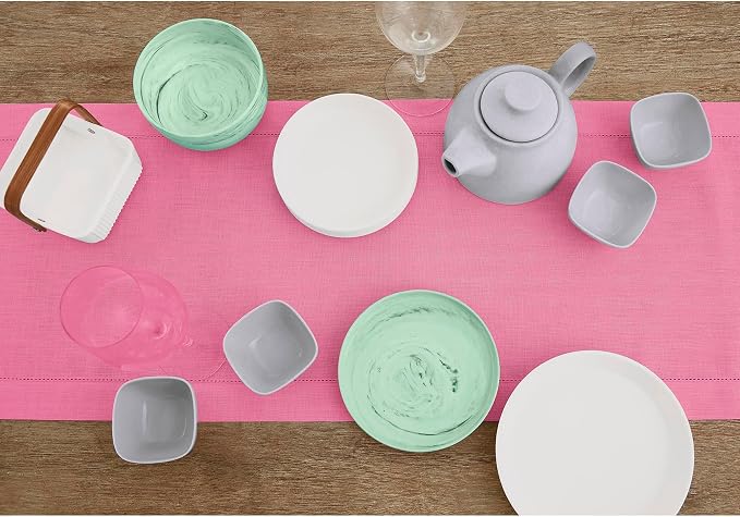 Solino Home 100% Pure Linen Dining Table Runner Flamingo Pink, 14 x 60 in | - Image 4
