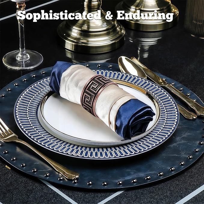 Bronze Napkin Rings Set of 12, Premium Meander Napkin Rings Bulk, Greek Key - Image 3