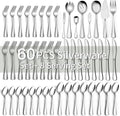 68 Pieces Silverware Set with Serving Utensils Set, CEKEE Stainless Steel Flatware Set for 12, Heavy Duty Cutlery Set, Kitchen Utensil Sets for Home Restaurant, Mirror Finish, Dishwasher Safe