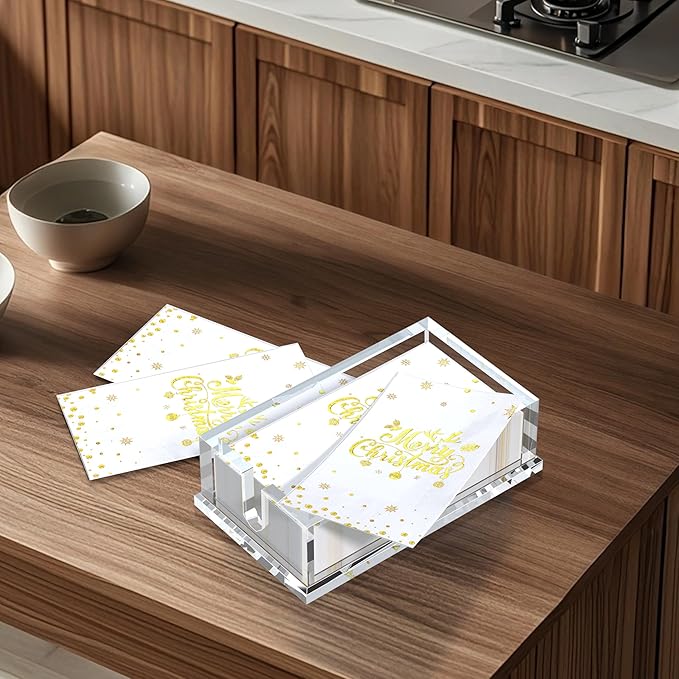 Transparent Acrylic Napkin Holder Clear Guest Paper Disposable Hand Towel Dispenser Tray Organizer For Table Home Kitchen Restaurant and Hotel Business