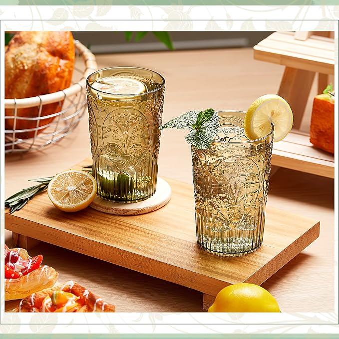 100 Pcs 16 oz Plastic Vintage Drinking Glasses Stemless Ribbed Highball Glasses - Image 4