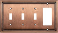 Henne Bery Sunken Pearls Heavy Duty Decorative Wall Plate Switch Plate Outlet Cover (Triple Toggle/Single Decorator, Antique Copper)