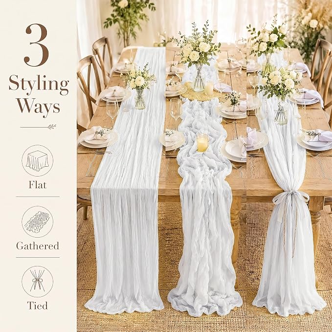10 Pack White Table Runner 10FT Gauze Cheesecloth Table Runner | 21x120 Inch - Image 4