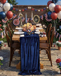 Velvet Table Runner 29x120 Inch Navy Blue Luxury Retro Soft Fabric Cloth | 10ft by SoarDream