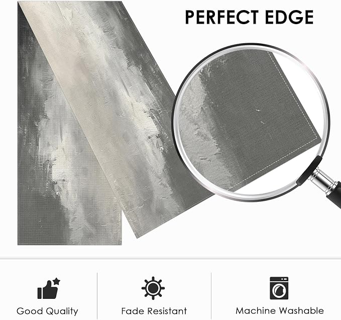 Emvency Table Runner, 13x72 Inch, Abstract Modern Black | And White Oil - Image 3