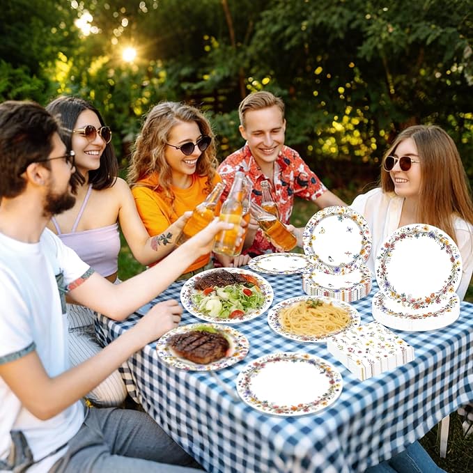 60Pcs Wildflower Paper Plates and Napkins Party Supply, Serves 20 | Floral Baby - Image 8