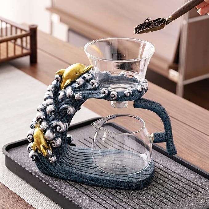 Zurucily Glass Teapot Set with Infuser Semi Automatic Tea Set Magic Teapot - Image 2