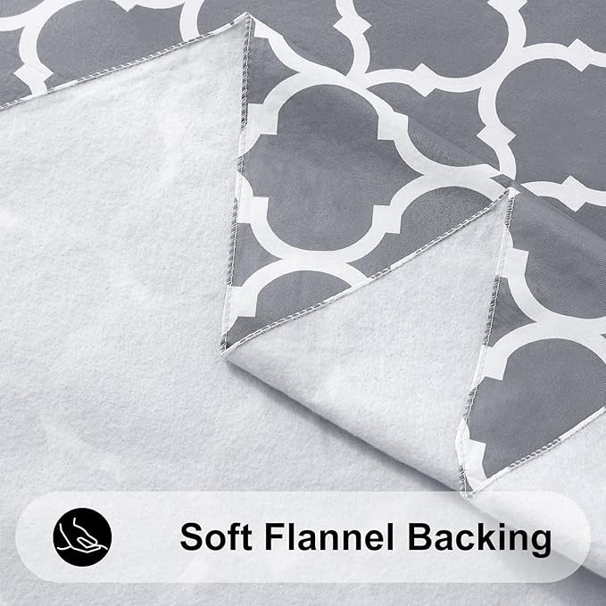 Smiry Rectangle Table Cloth, Waterproof Vinyl Tablecloths with Flannel Backing for Rectangle Tables, Wipeable Spillproof Plastic Tablecloth for Dining, Camping, Indoor and Outdoor (54"x120", Grey)