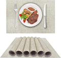 DACHUI Placemats Set of 6, Linen Look Woven Place Mats, Water Resistant, Heat Resistant, Washable, Durable Table Mats (Beige White)