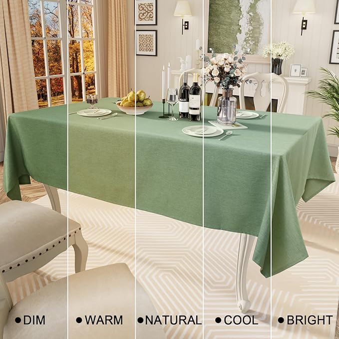 Smiry Square Table Cloth Linen Textured, Waterproof Spillproof Anti-Wrinkle Burlap Tablecloth, Washable Decorative Fabric Table Cover for Dining, Party, Banquet, 60 x 60 Inch, Sage Green