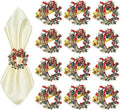 ZeeDix Christmas Wreath Napkin Rings Set of 12, Holiday Rhinestone Christmas Napkin Ring Holders for Cloth Napkins, Napkin Buckle for Thanksgiving Holiday Dinner Table Decor
