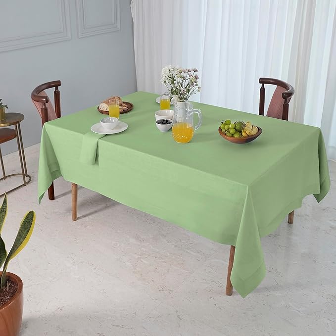 D'Moksha Homes Linen Tablecloth 60 x 120 Inch - 100% Pure Linen Sage Green Table Cloth for Rectangle Tables - Machine Washable Cloth Tablecloth for Spring, St Patricks Day, Easter
