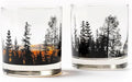 Black Lantern Whiskey Glass Set – Forest Landscape Old Fashioned Tumblers for Bourbon, Scotch & Cocktails – Nature Inspired 11oz Rocks Glasses for Home Bar & Gifts (Set of 2)