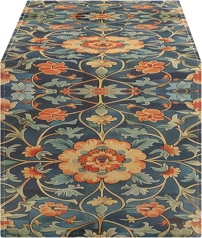 OYIMUA Boho Floral Summer Table Runner 72 Inches Long Orange and Green Runners by OYIMUA