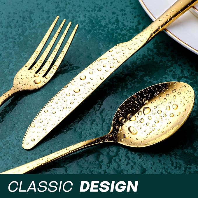 Gold Silverware Set for 8, OGORI 45-Piece Stainless Steel Flatware Set - Image 6