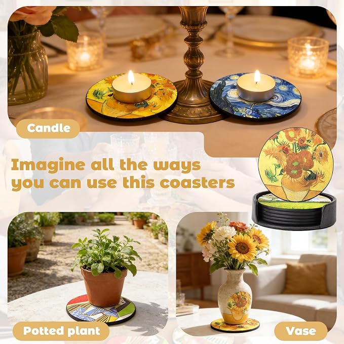 Coasters Set of 12- Van Gogh and Pablo Picasso Style - Image 5
