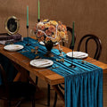 Peacock Blue Velvet Table Runner 29x120 Inch Luxury Retro Thick Runners | 5 by SoarDream
