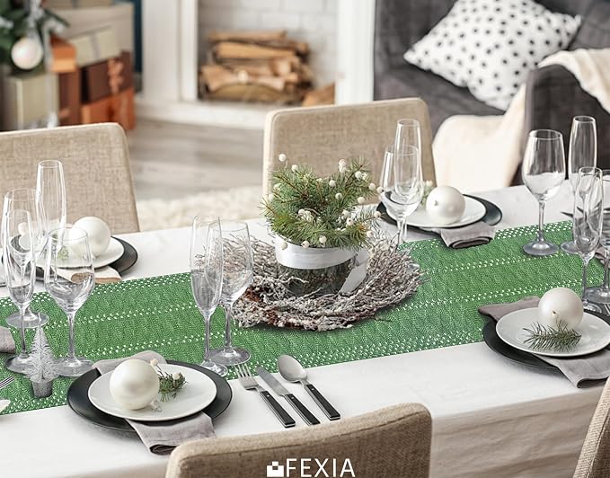 Green Table Runner with Tassels 12x72 Inch - Image 5
