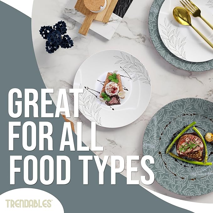 Trendables Disposable Dinnerware Decorative Plates Plastic Disposable Plates Set For 40 Guests 40 x 8 Inch Dessert Plate & 40 x 10 Inch Wedding Party Plate Set Aleh