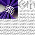 Hotop 48 Pcs Silver Napkin Rings Set Hollow Out Metal Napkin Holder Exquisite Serviette Buckle Bulk for Wedding Party Gathering Dinner Table Decoration