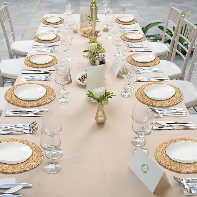 Kochorie Set of 6 Round Woven Placemats 12-Inch Natural Water Hyacinth Plant Placemats Hand-Woven Boho Rattan Placemat Wicker Weave Table Mats for Home Dinner Plates Holiday Supplies