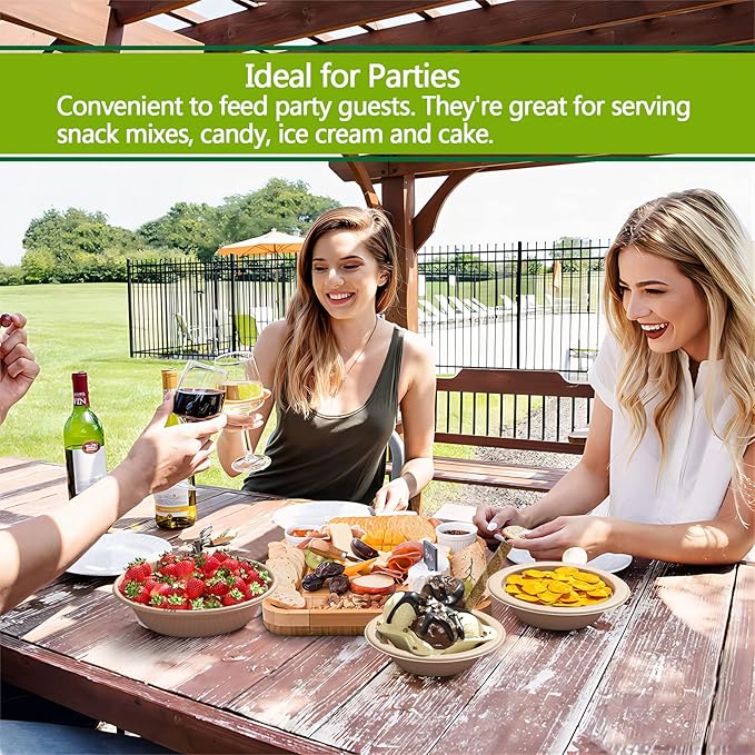 Homestockplus [50 Pack] 24 Oz Disposable Paper Bowls - Heavy Duty Disposable Bowls - Made from Natural Bagasse for Cereal, Rice, French Fries - Convenient and Compostable