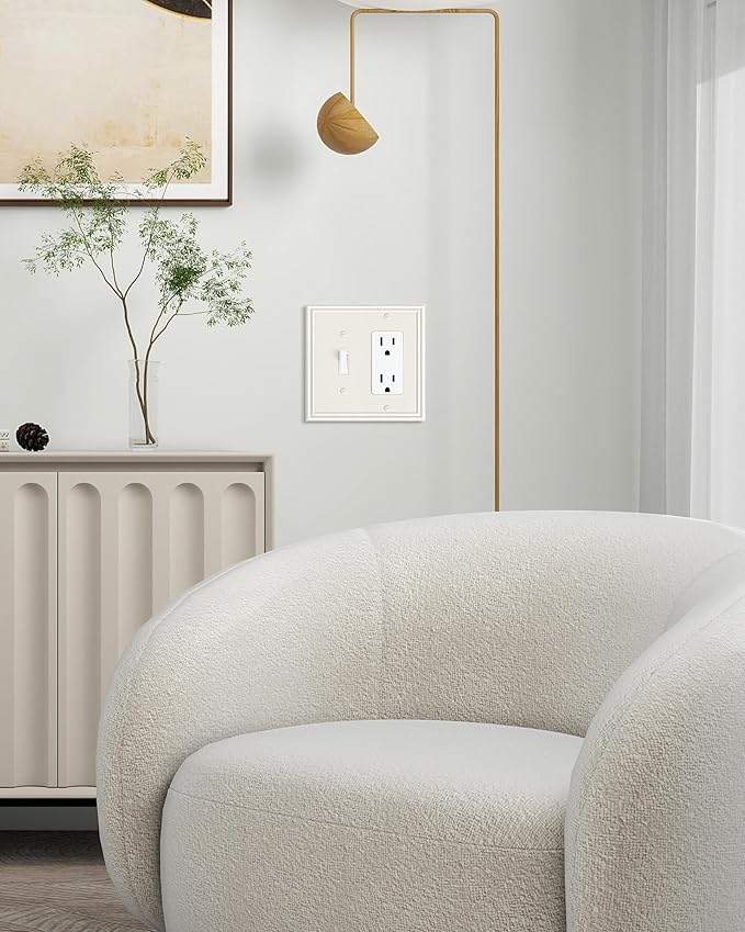 2-Pack Combo Toggle/Decorator Light Switch Cover Plate, Light Almond Decorative Electrical Outlet Covers, Durable Solid Zinc Alloy Wall Switch Plates and Outlet Covers