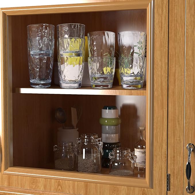 Top-spring 12+16 Oz Reusable Plastic Water Tumbler 8pcs Clear BPA Free | - Image 4