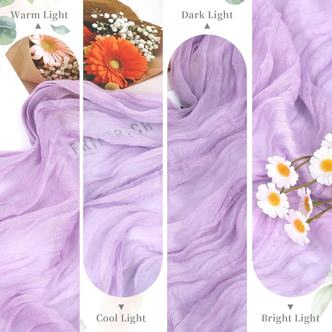 3 Pack Purple Cheesecloth Table Runner 35x120 Inches, Summer Boho Rustic Lilac - Image 7