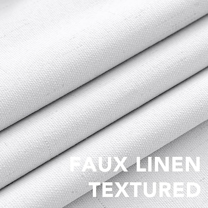 H.VERSAILTEX 100% Blackout Curtains for Bedroom Thermal Insulated Linen Textured Curtains Heat and Full Light Blocking Drapes Living Room Curtains 2 Panel Sets, 52x54 - Inch, Pure White