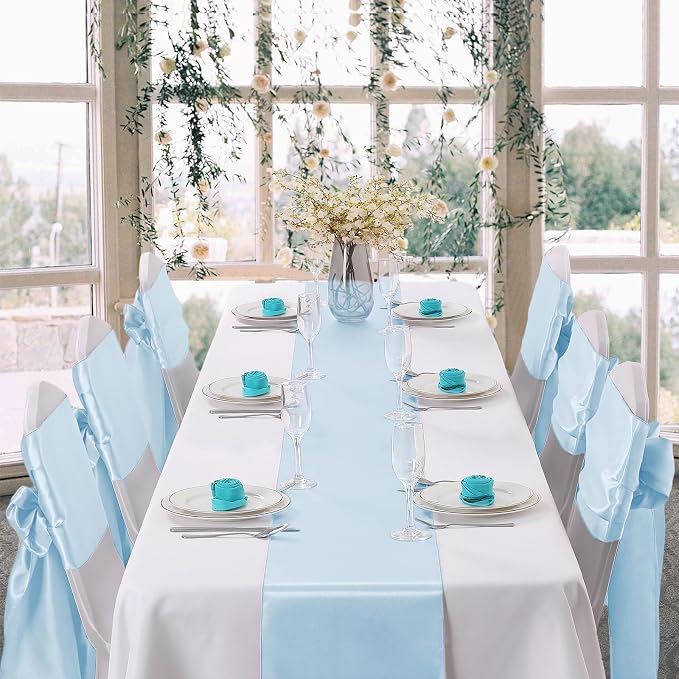 Horbaunal 6 Pack Satin Runners 12 x 108 Inch, Pale Blue | Bright Silky Smooth - Image 2