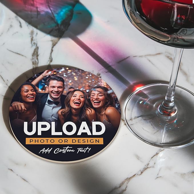 Personalized Drink Coasters, Custom Cardboard Coasters with Photo and Text, Design Your Own Coaster for Events, Parties, Bars, and Unique Gifts, 3.95" Round p (10-Pack)