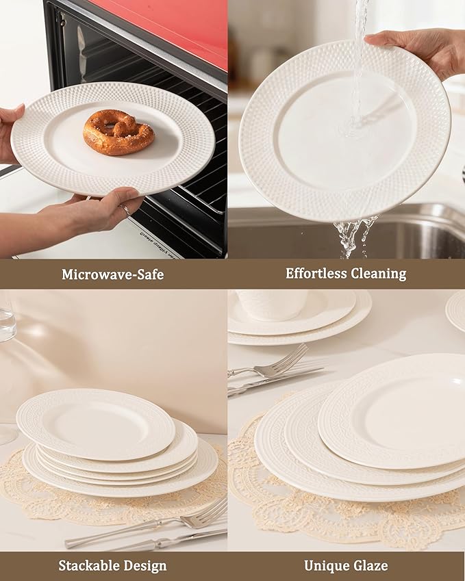Dinnerware sets plates and bowls sets modern plates,Ceramic Dinnerware Sets,12 Pieces Porcelain Lightweight Plates,Scratch Resistant Dish Set (style - 11, 4 - Set (12pcs))