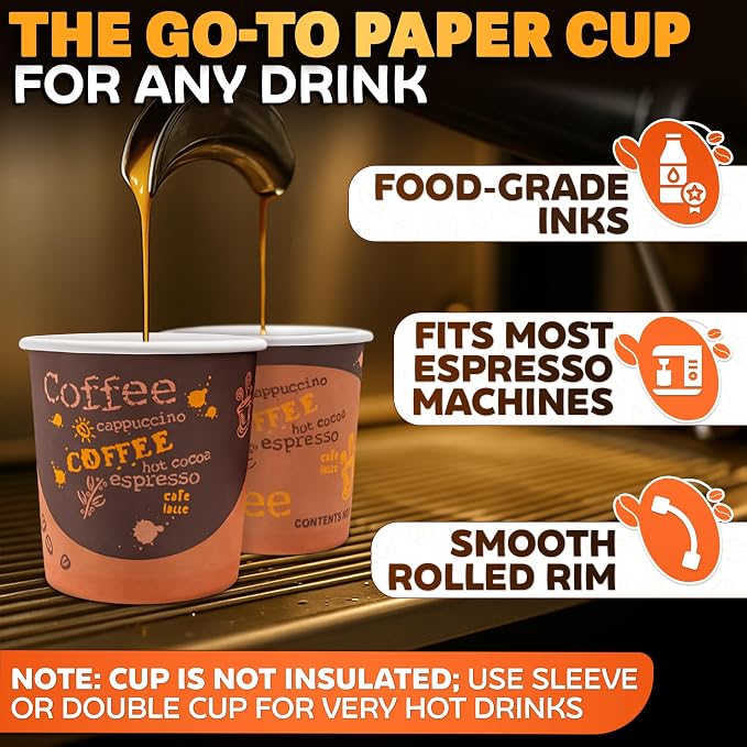 Reluen 200 Pack 3 Oz Disposable Espresso Cups, Paper - Image 3