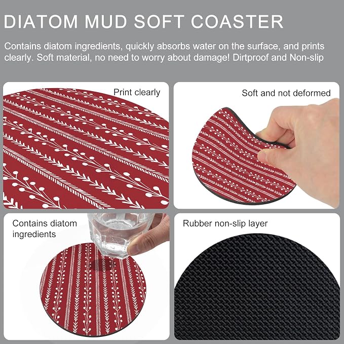 Traditional Minimalist Coasters Set of 4, Absorbent Coasters - Image 9