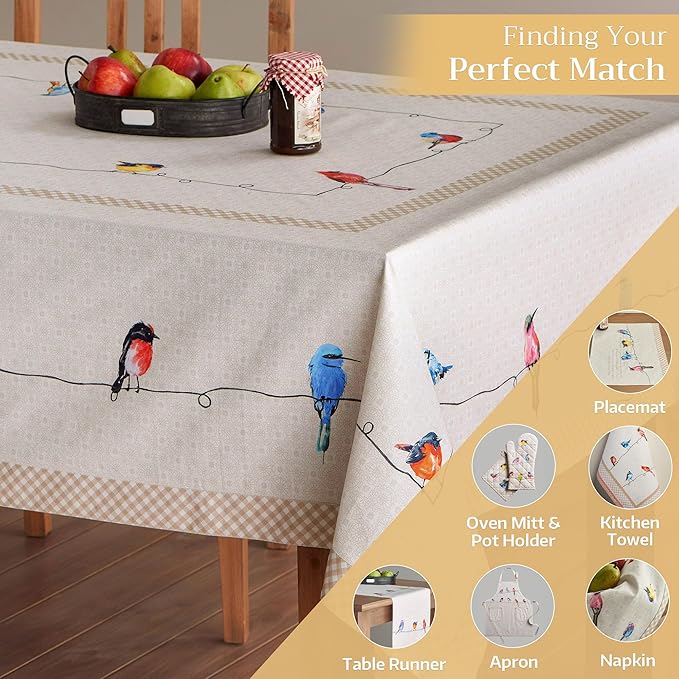 Maison d' Hermine Birdies On Wire 100% Cotton Tablecloth 54 - inch by 72 - inch.