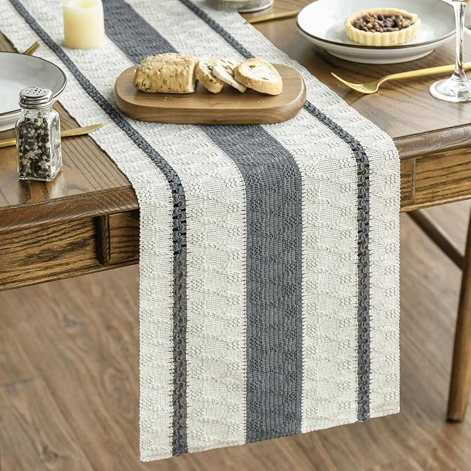 Artoid Mode Dark Green Rustic Woven Table Runner 12x72 Inch | Holiday Farmhouse by ArtoidMode