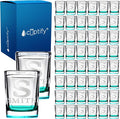 Personalized Square Shot Glasses Set of 50 Teal Bottom 2oz Engraved Initial and Name Custom Gifts, Weddings, Birthdays, Party, Event, Decorations