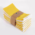 Fingercraft Dinner Cloth Napkin Cotton Linen Set of 12 Mitered Corners with Natural Elegant Lace for Everyday Use Napkins are Pre Shrunk and Good Absorbency with Lace 20x20 in Lemon