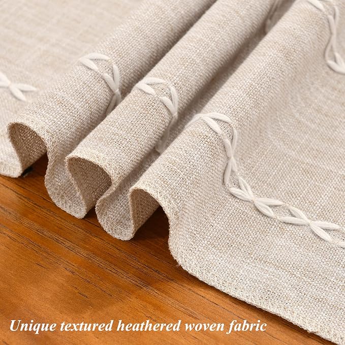 Wracra Rustic Linen Table Runner, Light Coffee Table Runners 36 inches Long | - Image 3