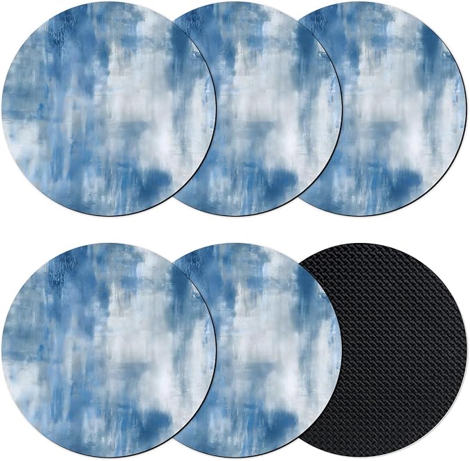 Abstract Blue Coasters Set of 6, Absorbent Coasters by Unknown