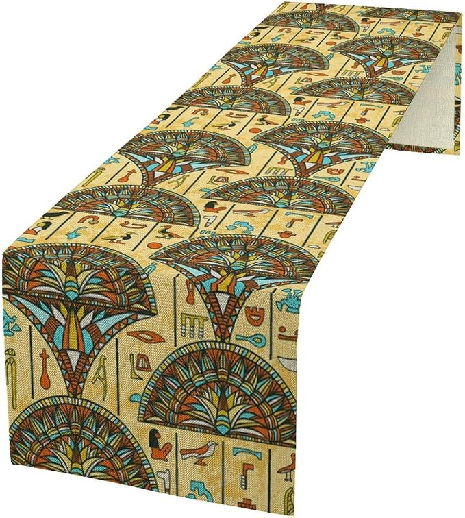 Vintage Ancient Egypt Table Runner Old Egyptian Hieroglyphics Print Mysterious by moderw