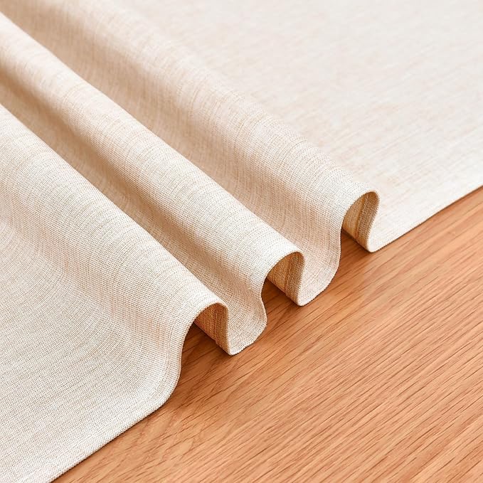 Faux Linen Table Runner Water Resistant 13 x 48 in, Neutral | Farmhouse Rustic - Image 6