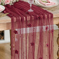 Artoid Mode Burgundy Flower Pearl Burgundy Gauze Table Runner 10FT, Seasonal by ArtoidMode