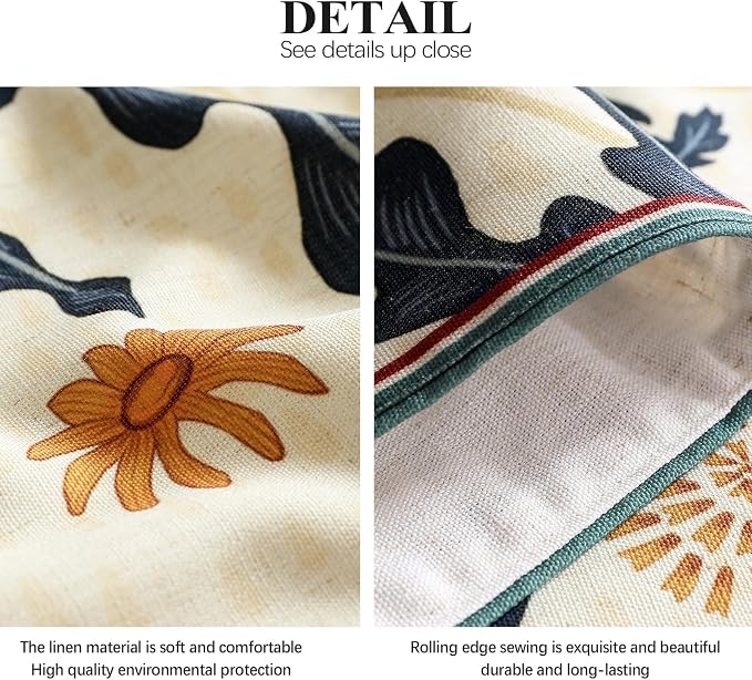 bilin gaier Designer French Linen Long Table Runner, Floral Pattern, Dining - Image 5